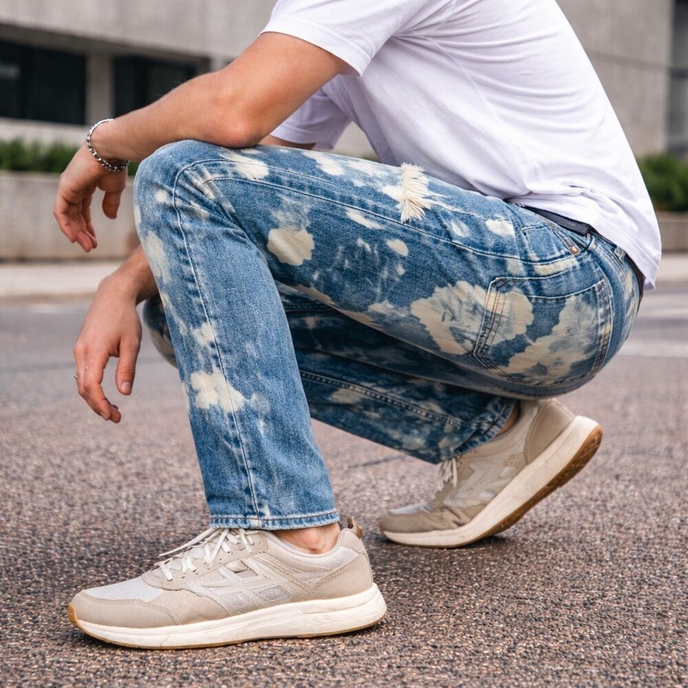 Levi’s 510 Skinny Jeans 28x32 Bleach Splatter Distressed Denim Mens Streetwear